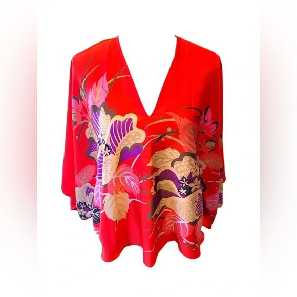 Natori Pajama Set | Women’s Size L | Red Floral Asian-Inspired Print - Picture 3 of 7